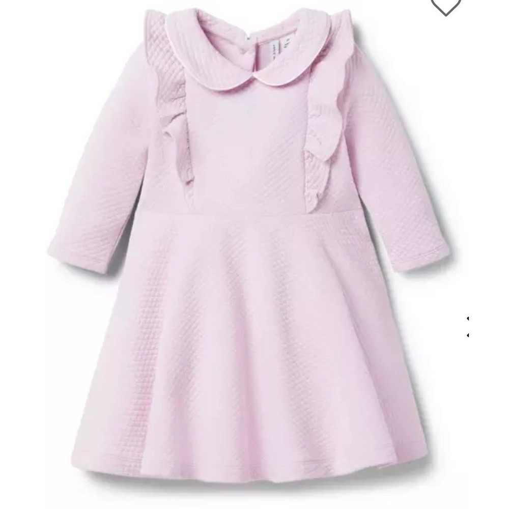 Janie and Jack Girls Size 7 Quilted Jacquard Ruffled Dress Button Back New